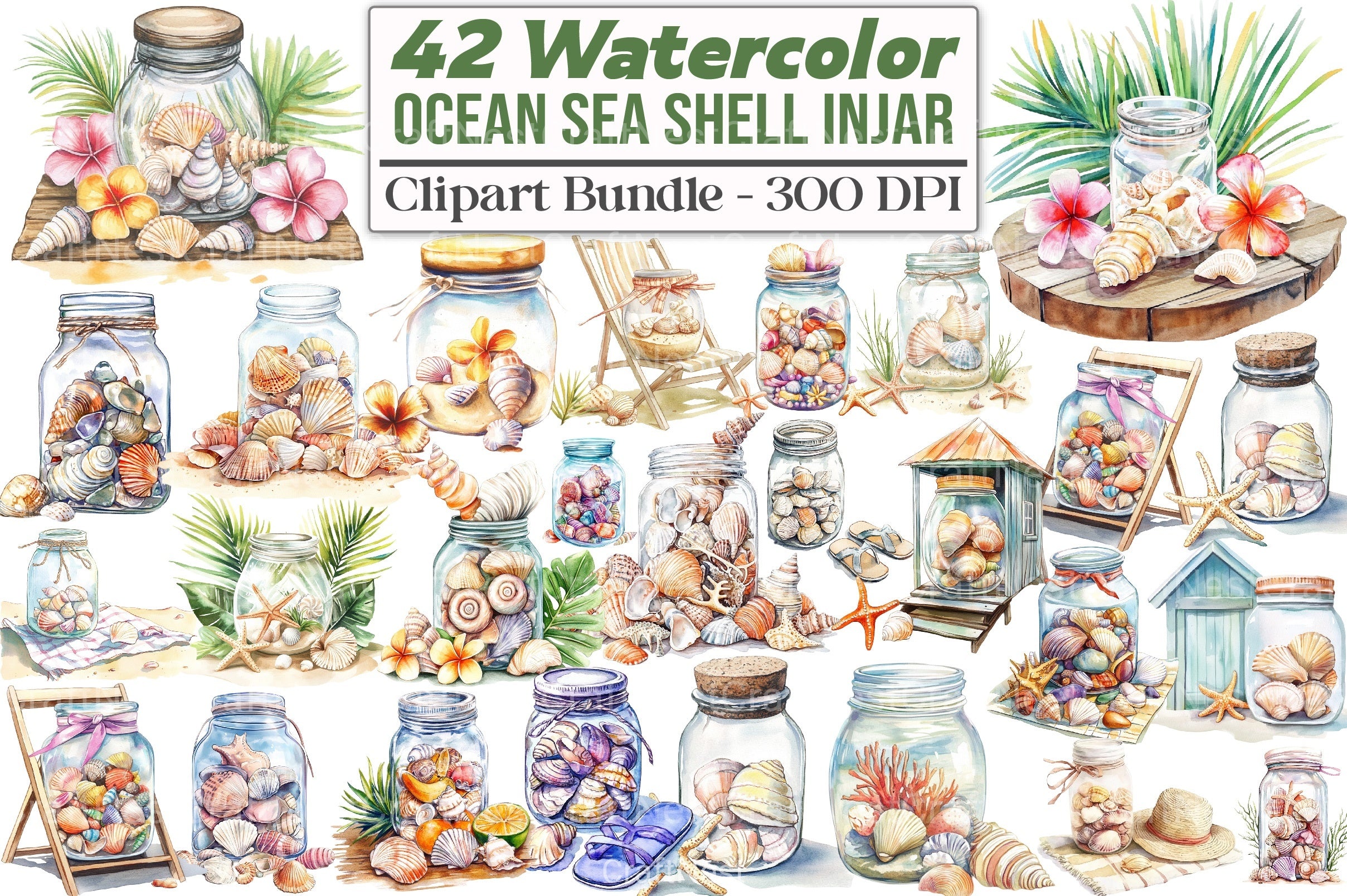 Ocean Sea Shell Clipart Bundle 99 - CraftNest - Digital Crafting and Art