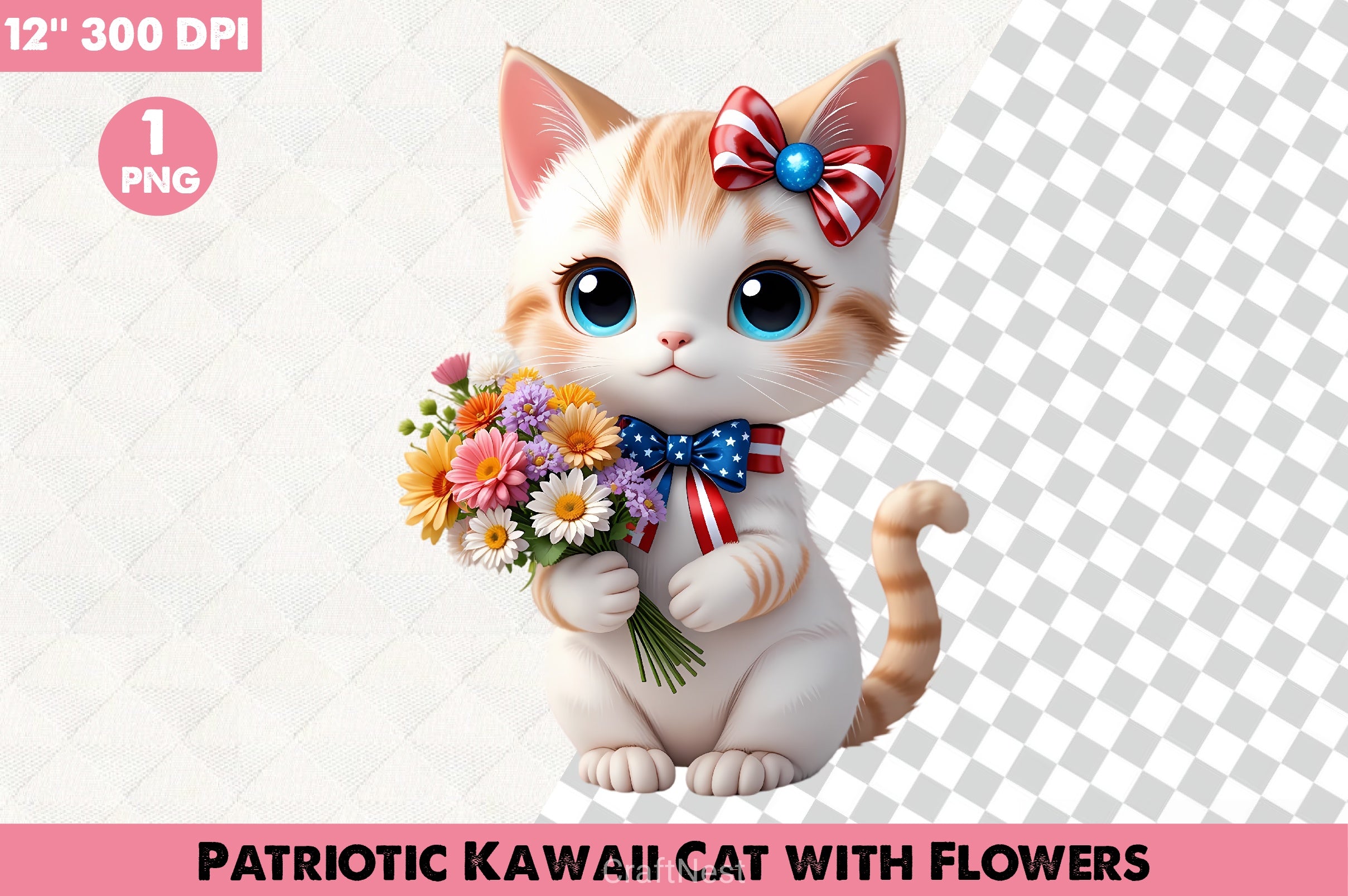 Patriotic Kawaii Cat Clipart Bundle - CraftNest - Digital Crafting and Art