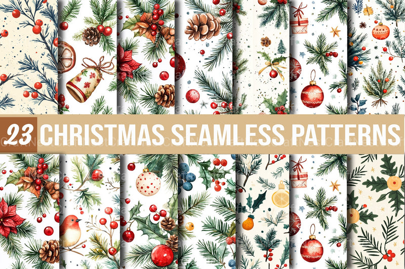 Christmas Seamless Patterns Digital Paper - CraftNest - Digital Crafting and Art