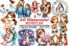 Mother's Day Girl Clipart Bundle 99 - CraftNest - Digital Crafting and Art