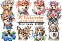Dog Flower Crowns Clipart Bundle - CraftNest - Digital Crafting and Art