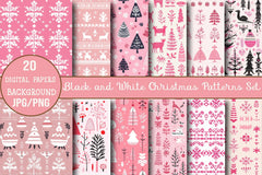 Pink Scandinavian Christmas Patterns Clipart Bundle - CraftNest - Digital Crafting and Art