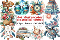 Ocean Boho Summer Clipart Bundle 3 - CraftNest - Digital Crafting and Art