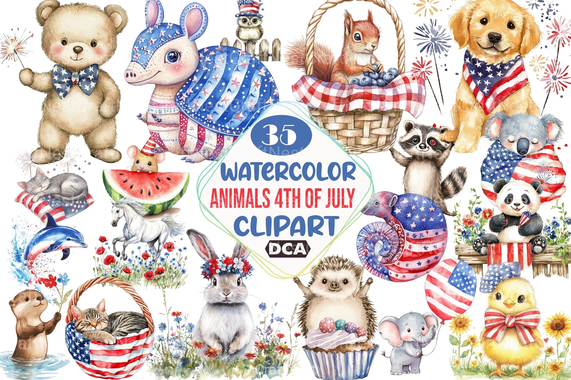 4th of July Animal Clipart Bundle - CraftNest - Digital Crafting and Art