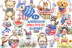 4th of July Animal Clipart Bundle - CraftNest - Digital Crafting and Art