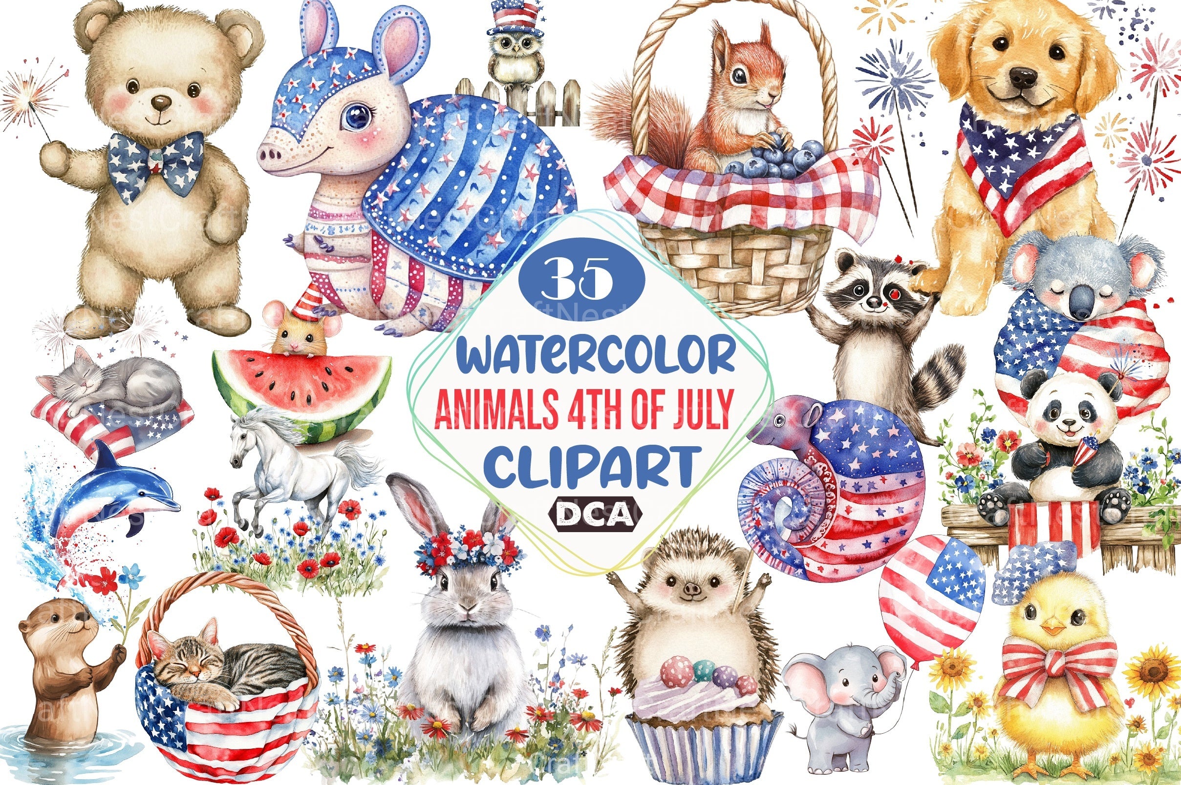 4th of July Animal Clipart Bundle - CraftNest - Digital Crafting and Art