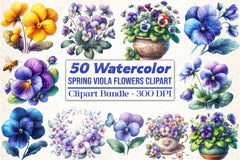 Spring Viola Flowers Clipart Bundle - CraftNest - Digital Crafting and Art