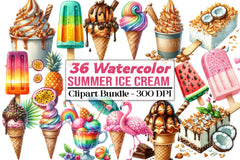 Summer Ice Cream Clipart Bundle 9 - CraftNest - Digital Crafting and Art