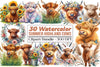 Summer Highland Cows Clipart Bundle