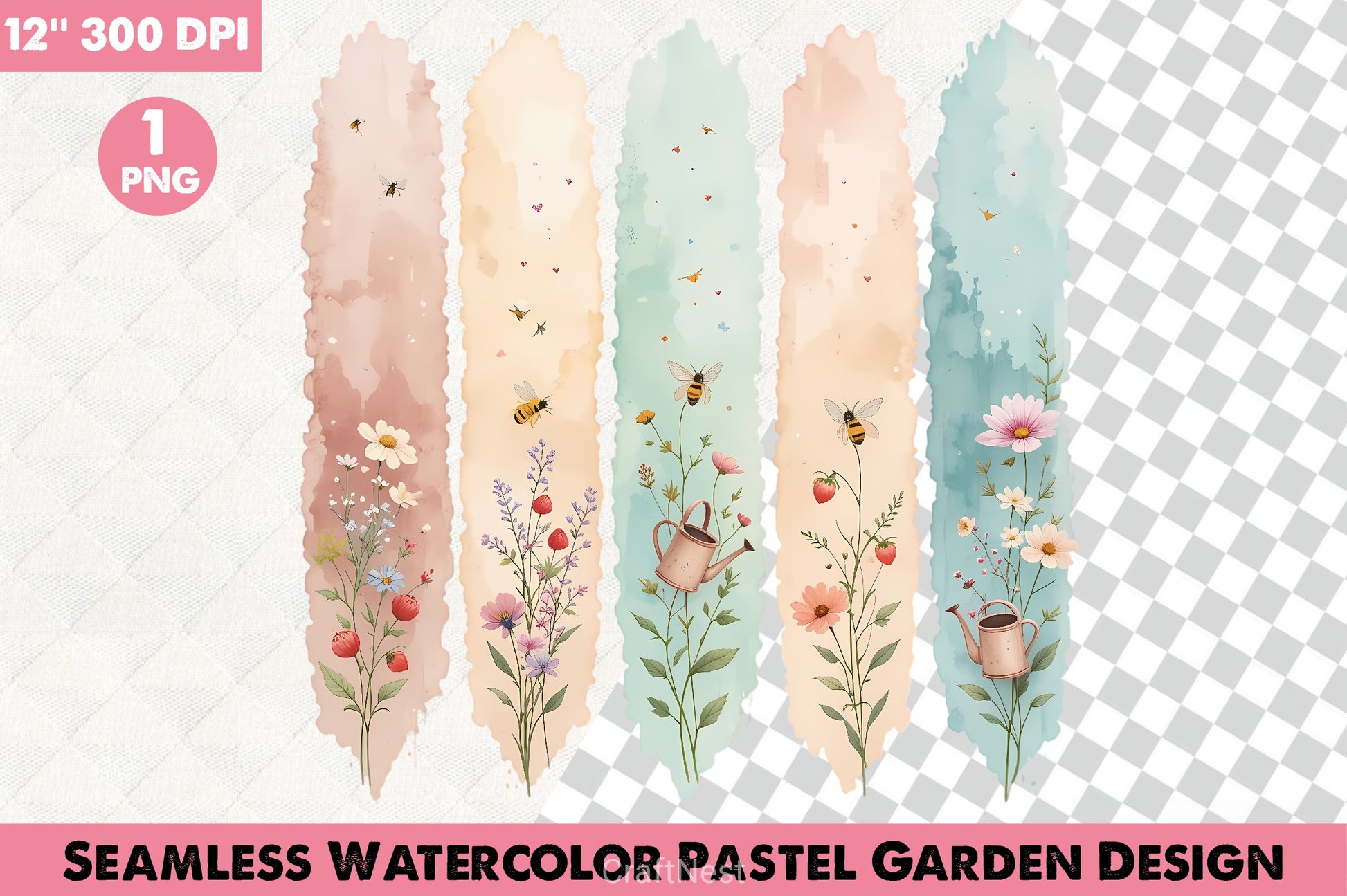Seamless Pastel Garden Digital Paper - CraftNest - Digital Crafting and Art