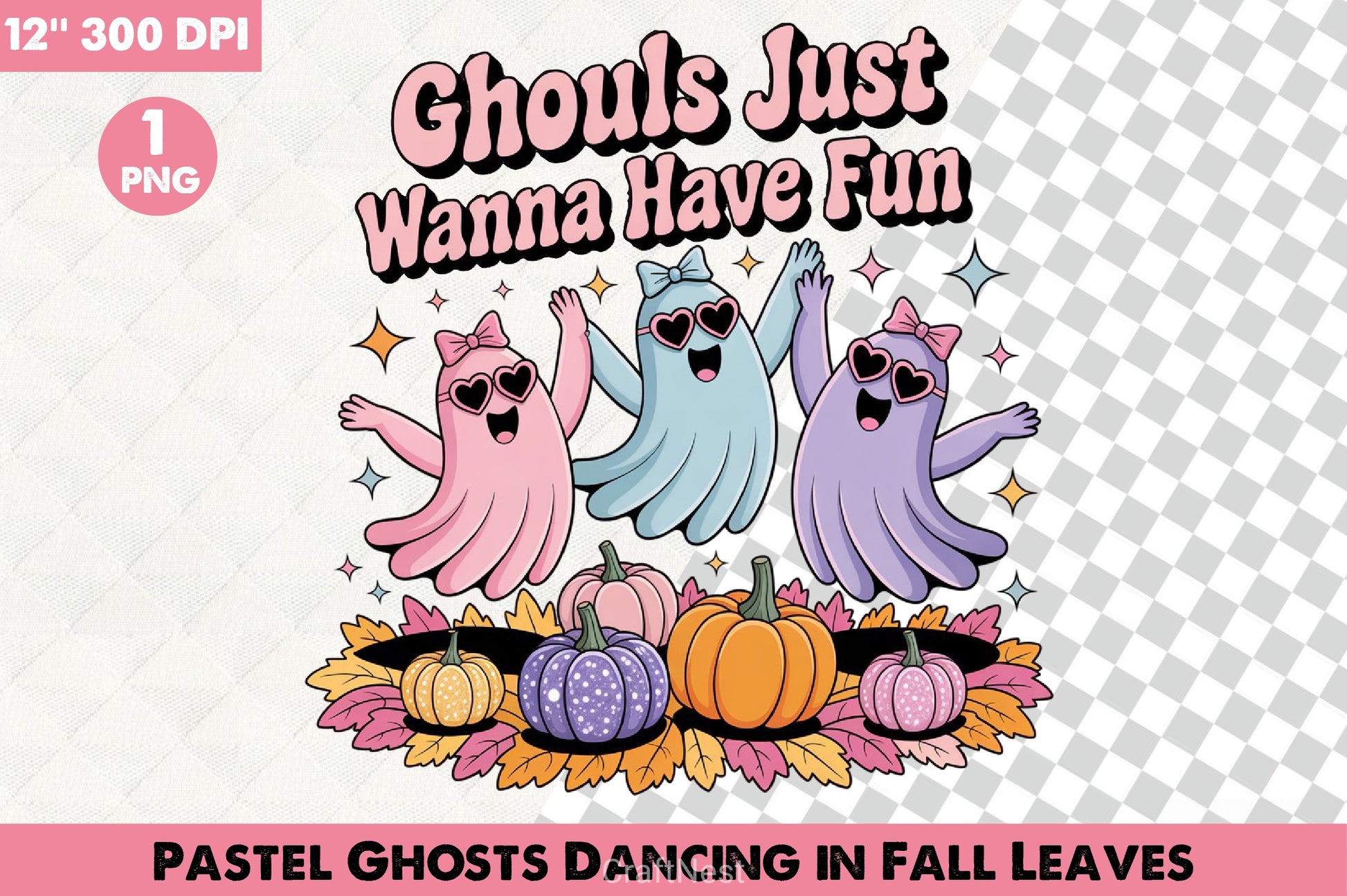 Pastel Ghosts Fall Leaves Clipart Bundle - CraftNest - Digital Crafting and Art