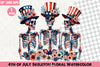 4th of July Skeleton Floral Clipart Bundle 3
