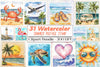 Summer Postage Stamp Clipart Bundle 99