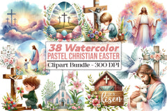 Pastel Christian Easter Clipart Bundle 1 - CraftNest - Digital Crafting and Art