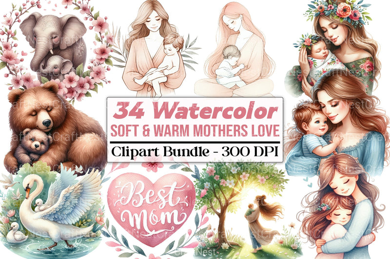 Soft & Warm Mother's Love Clipart Bundle 2 - CraftNest - Digital Crafting and Art