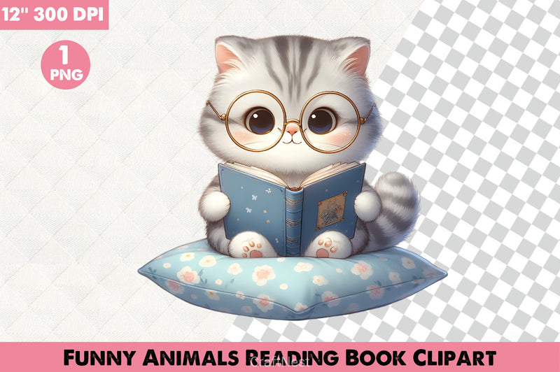 Funny Animals Reading Clipart Bundle 5 - CraftNest - Digital Crafting and Art