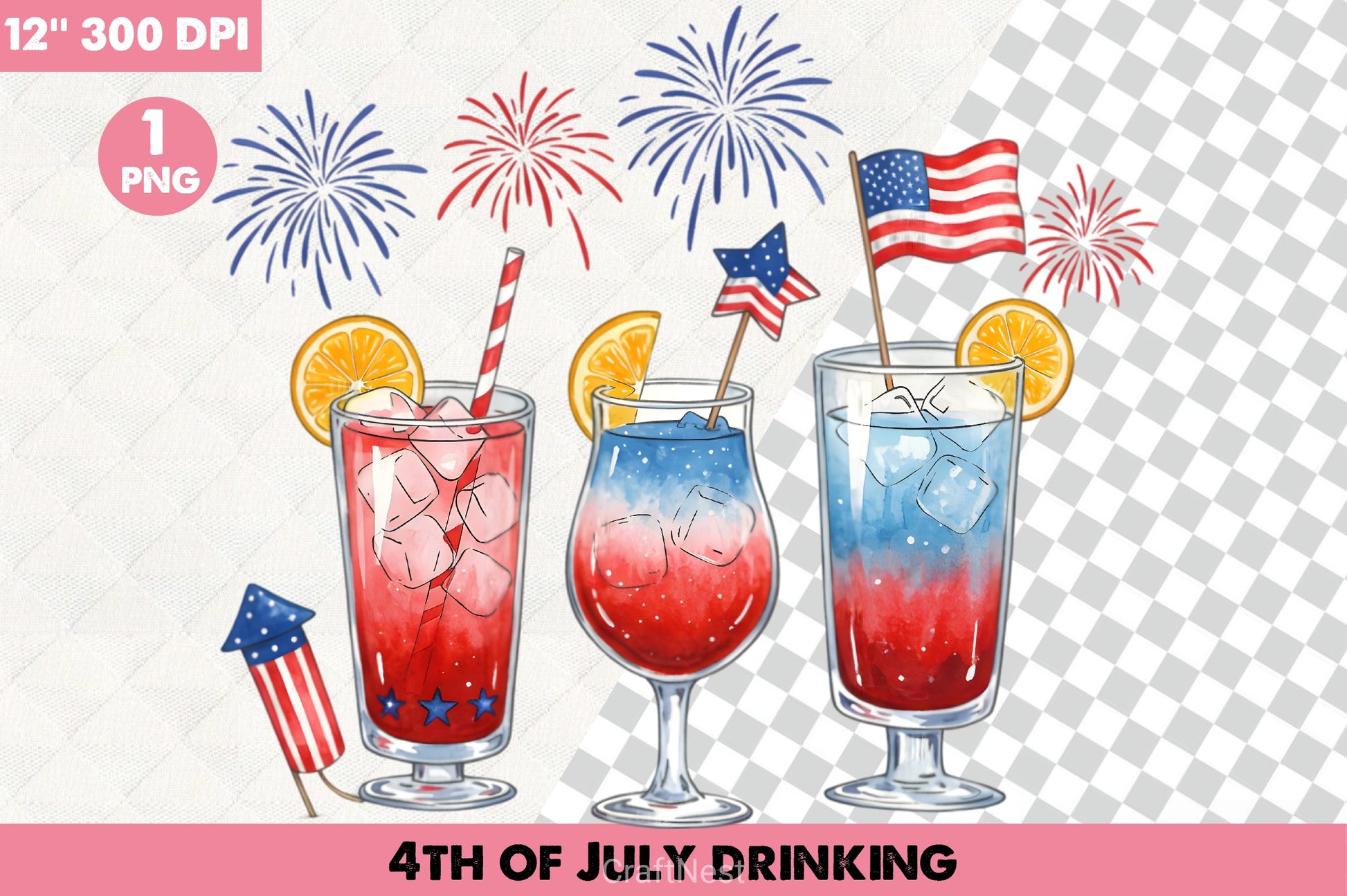 4th of July Drinking Clipart Bundle - CraftNest - Digital Crafting and Art