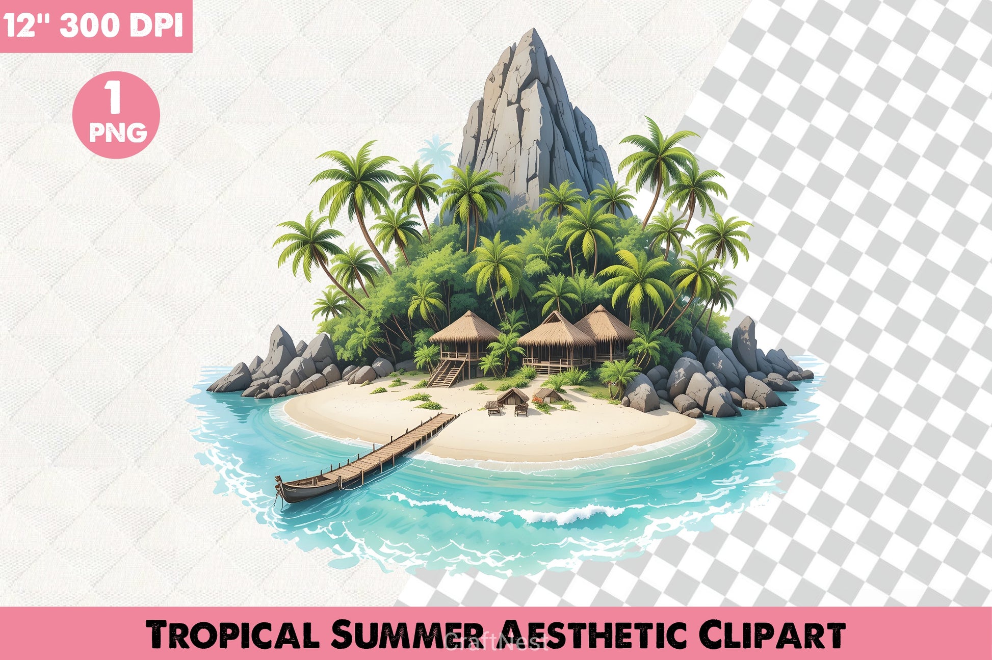 Tropical Summer Aesthetic Clipart Bundle - CraftNest - Digital Crafting and Art