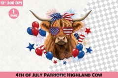 Patriotic Highland Cow Clipart Bundle 4 - CraftNest - Digital Crafting and Art