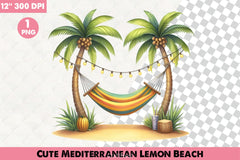 Mediterranean Lemon Beach Clipart Bundle - CraftNest - Digital Crafting and Art