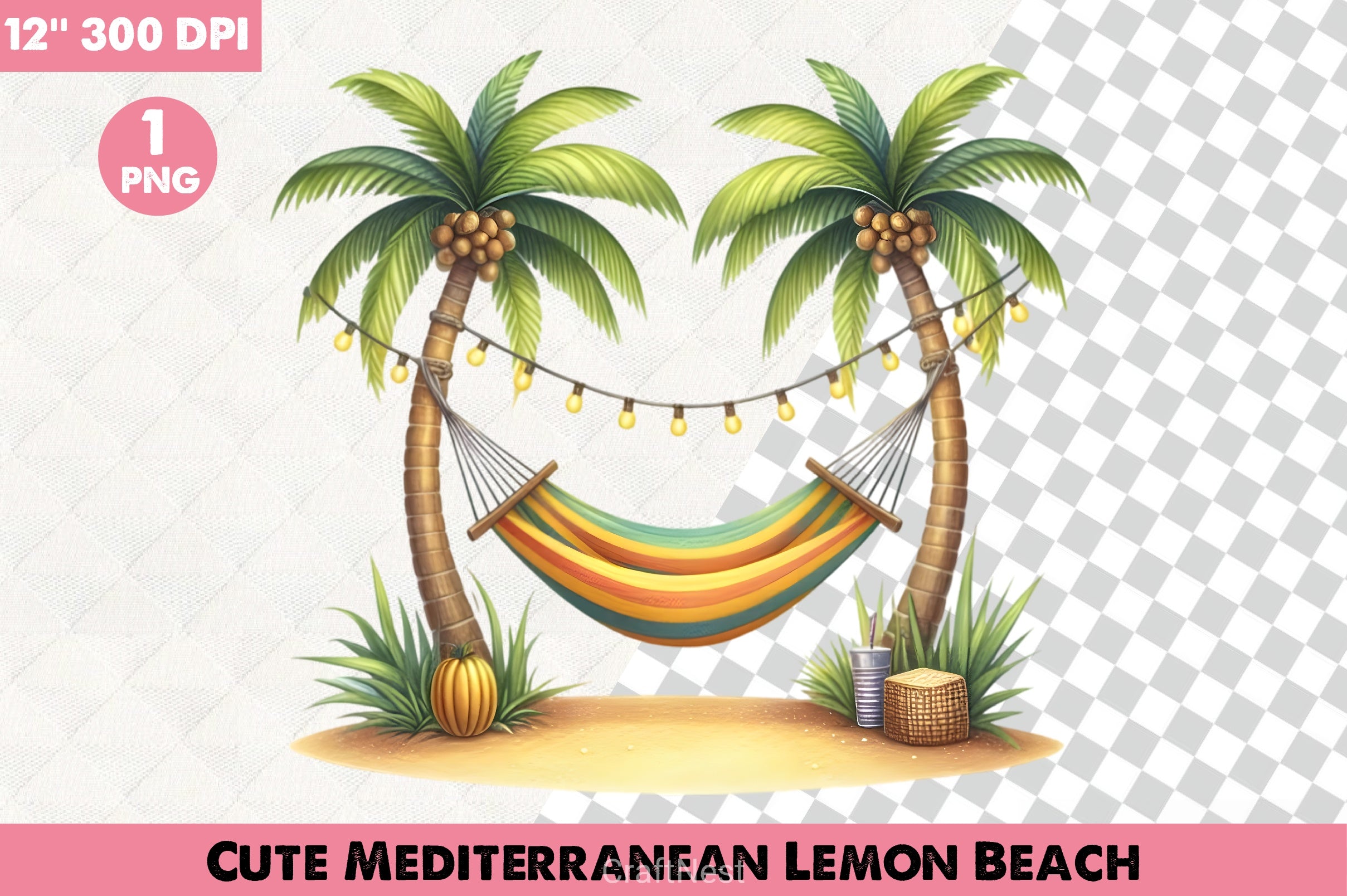 Mediterranean Lemon Beach Clipart Bundle - CraftNest - Digital Crafting and Art