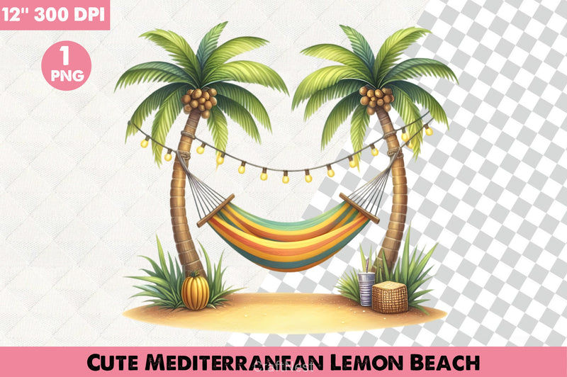 Mediterranean Lemon Beach Clipart Bundle - CraftNest - Digital Crafting and Art