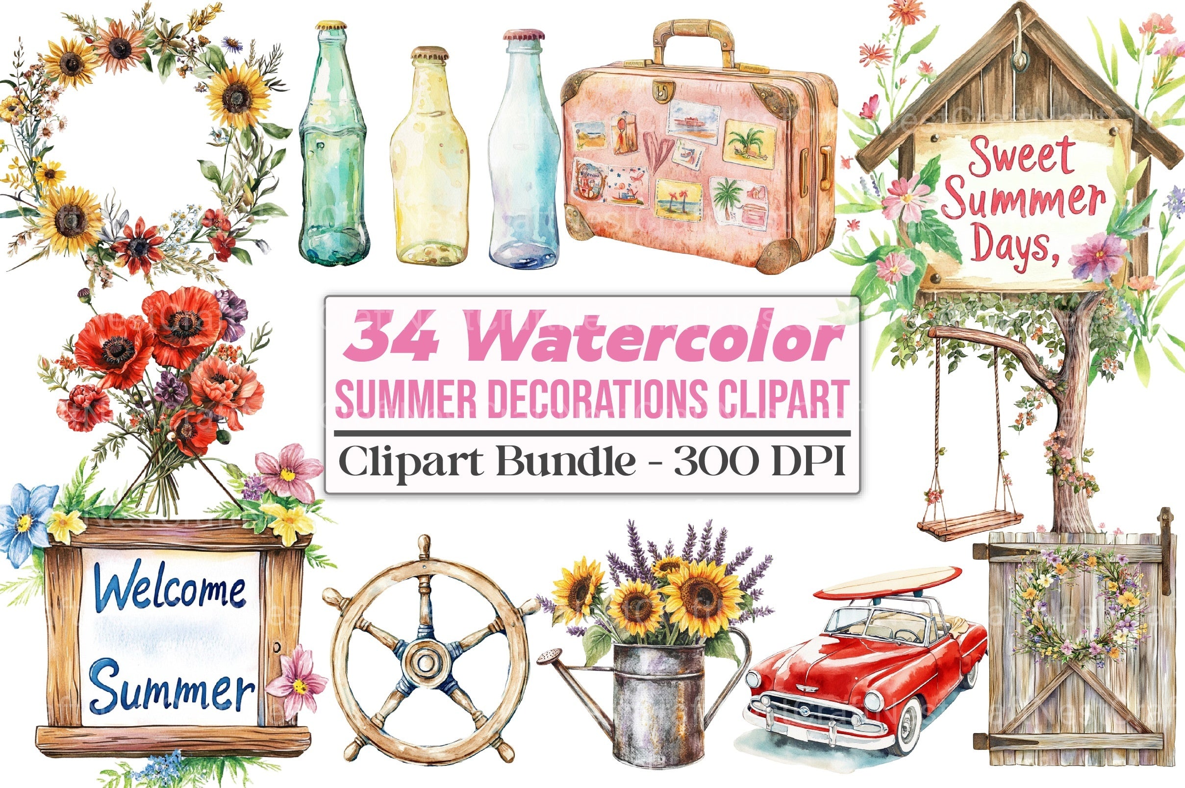 Summer Decorations Clipart Bundle - CraftNest - Digital Crafting and Art