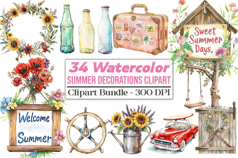 Summer Decorations Clipart Bundle - CraftNest - Digital Crafting and Art
