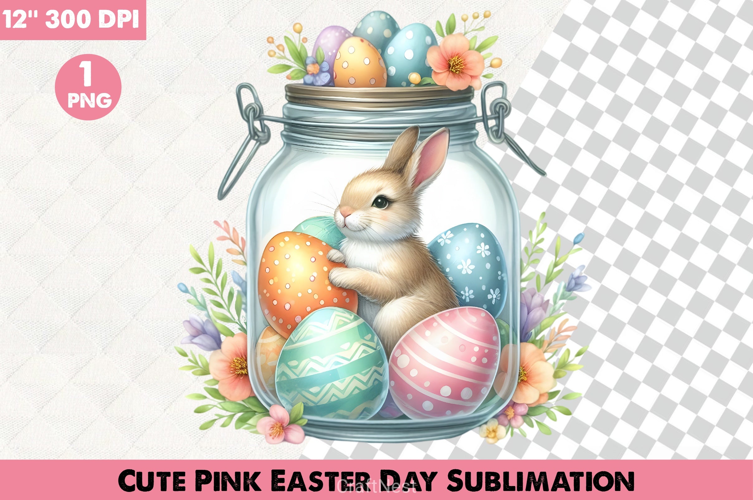 Cute Pink Easter Clipart Bundle 3 - CraftNest - Digital Crafting and Art