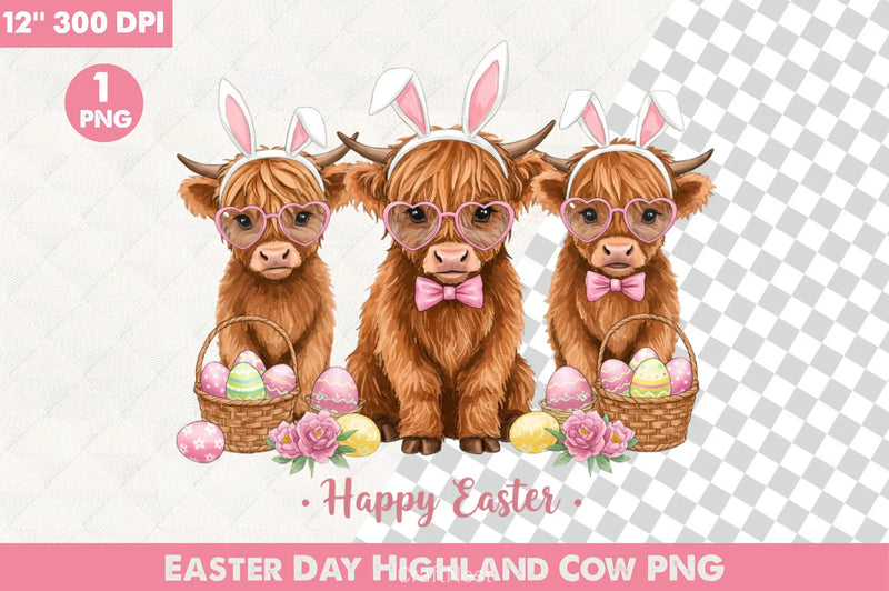Easter Highland Cow Clipart Bundle 6 - CraftNest - Digital Crafting and Art