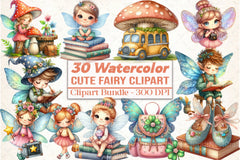 Cute Fairy School Clipart Bundle - CraftNest - Digital Crafting and Art