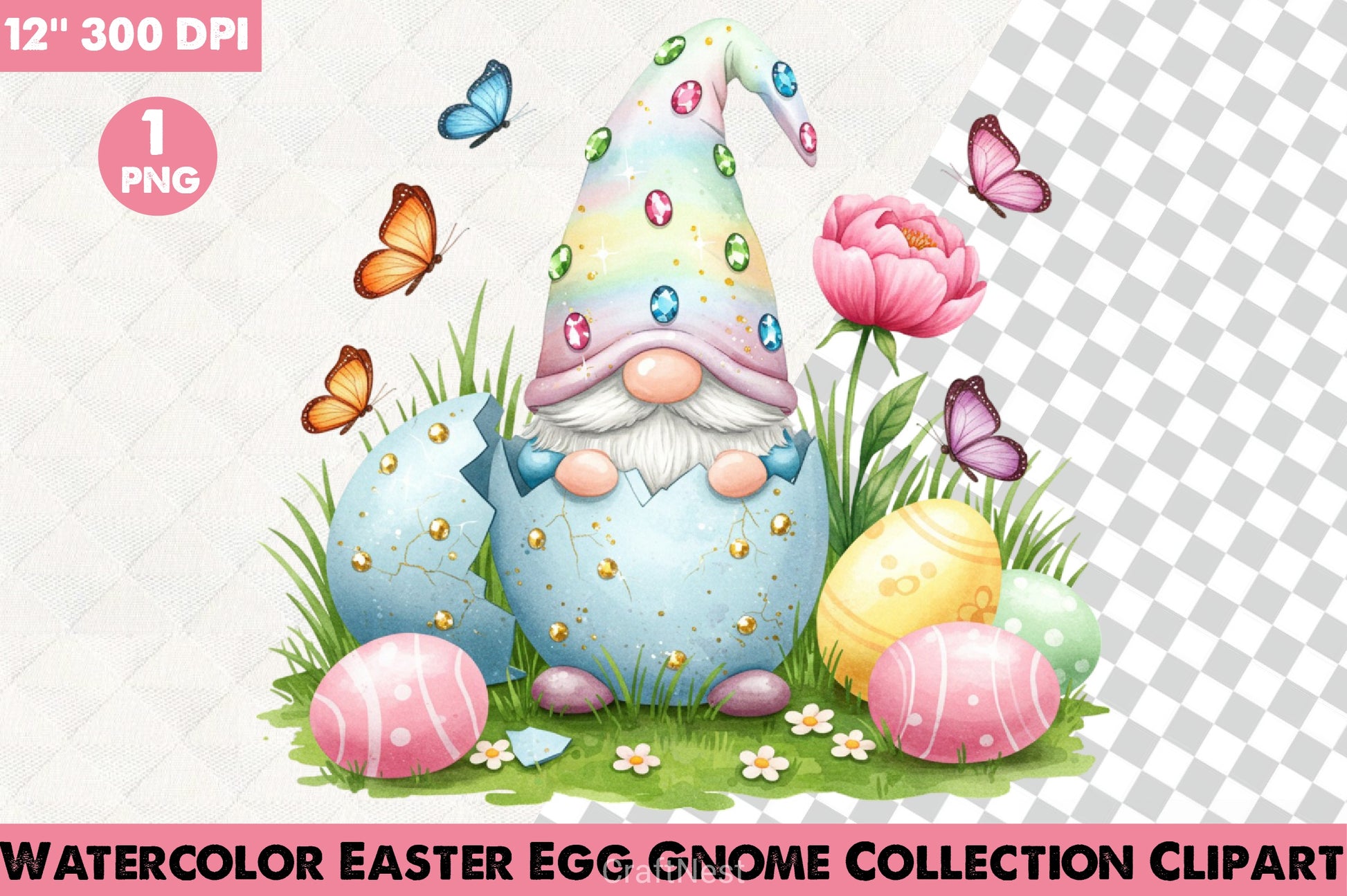 Easter Egg Gnome Clipart Bundle 1 - CraftNest - Digital Crafting and Art