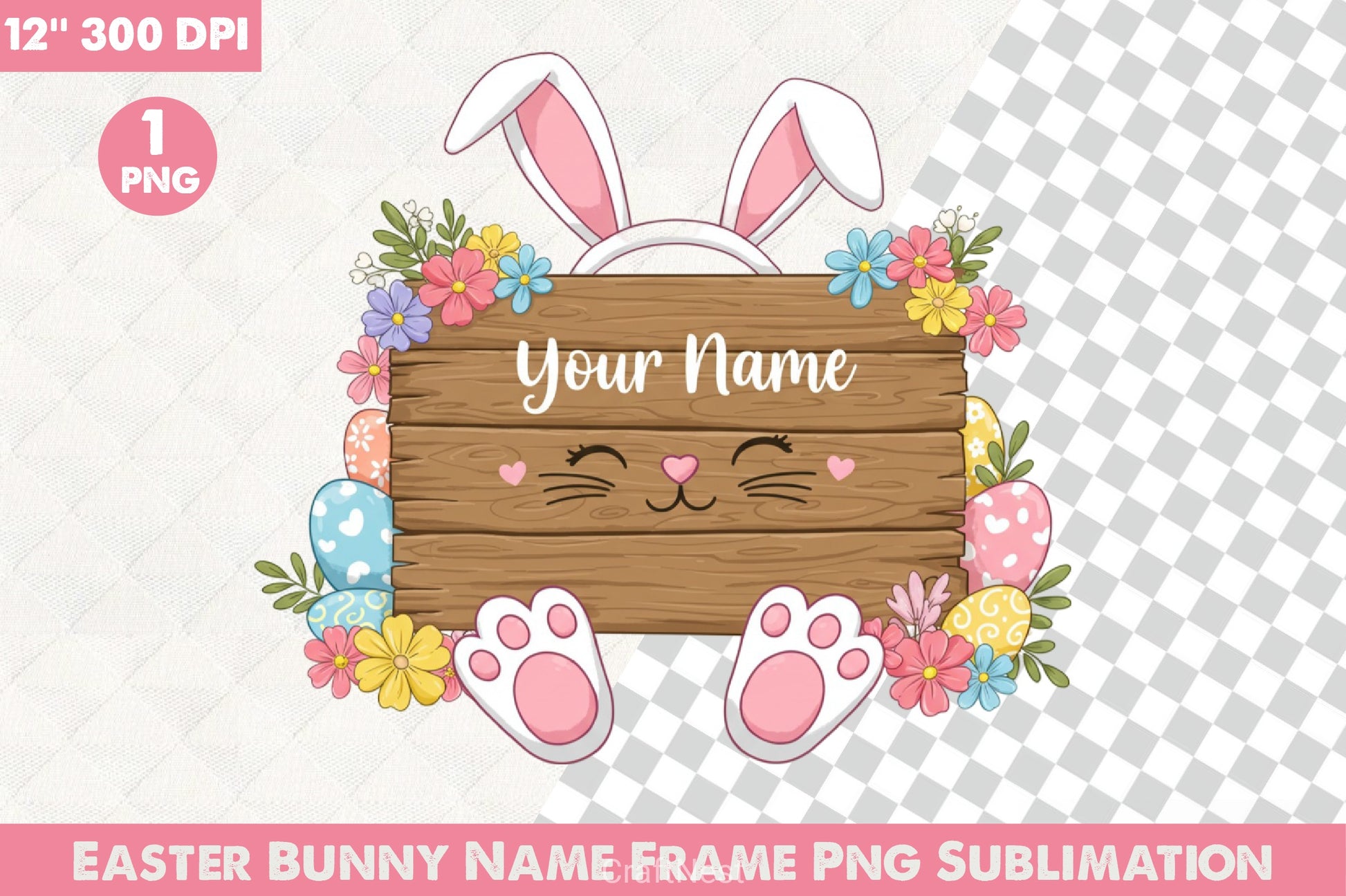 Easter Bunny Name Frame Clipart Bundle - CraftNest - Digital Crafting and Art