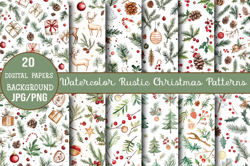 Rustic Christmas Patterns Clipart Bundle - CraftNest - Digital Crafting and Art