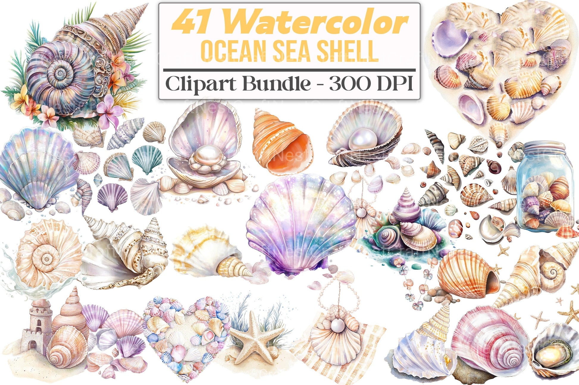 Ocean Sea Shell Clipart Bundle 55 - CraftNest - Digital Crafting and Art