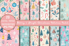Merry & Bright Pastel Christmas Patterns Clipart Bundle - CraftNest - Digital Crafting and Art