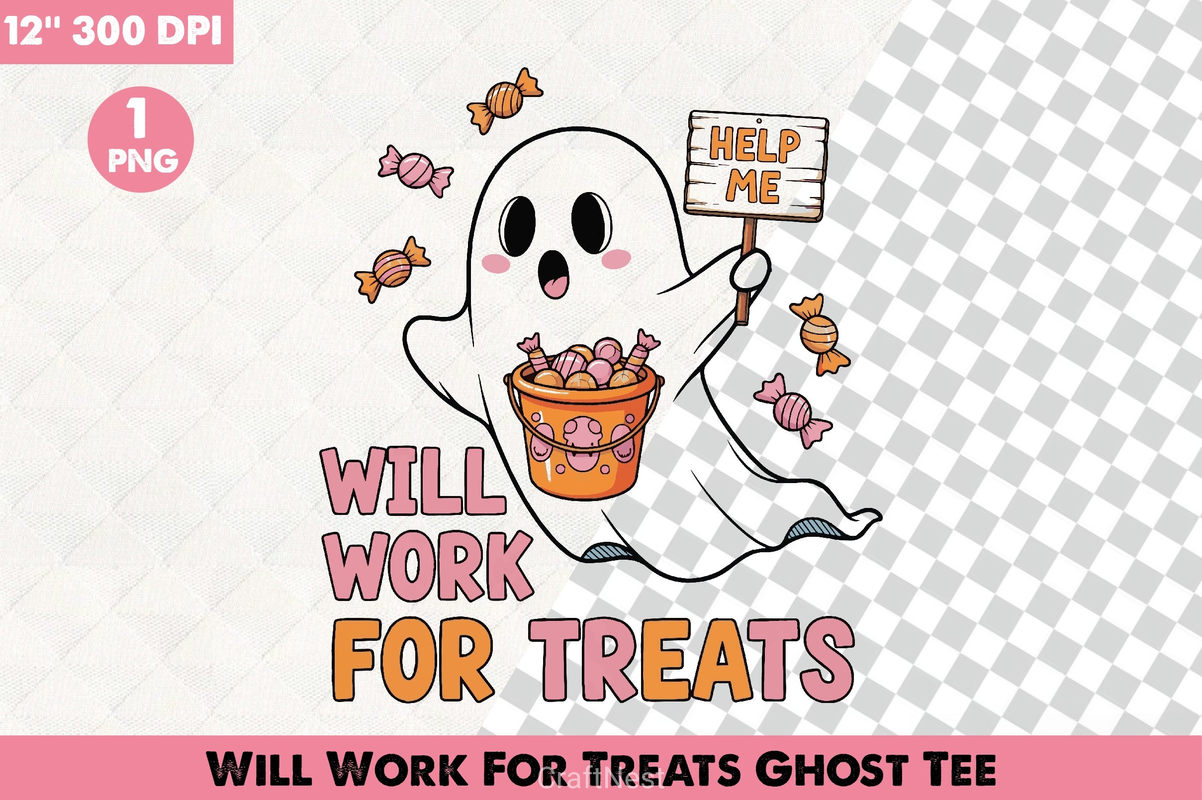 Will Work For Treats Ghost Tee Bundle - CraftNest - Digital Crafting and Art