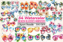 Tropical Summer Beach Glasses Hibiscus Clipart Bundle - CraftNest - Digital Crafting and Art