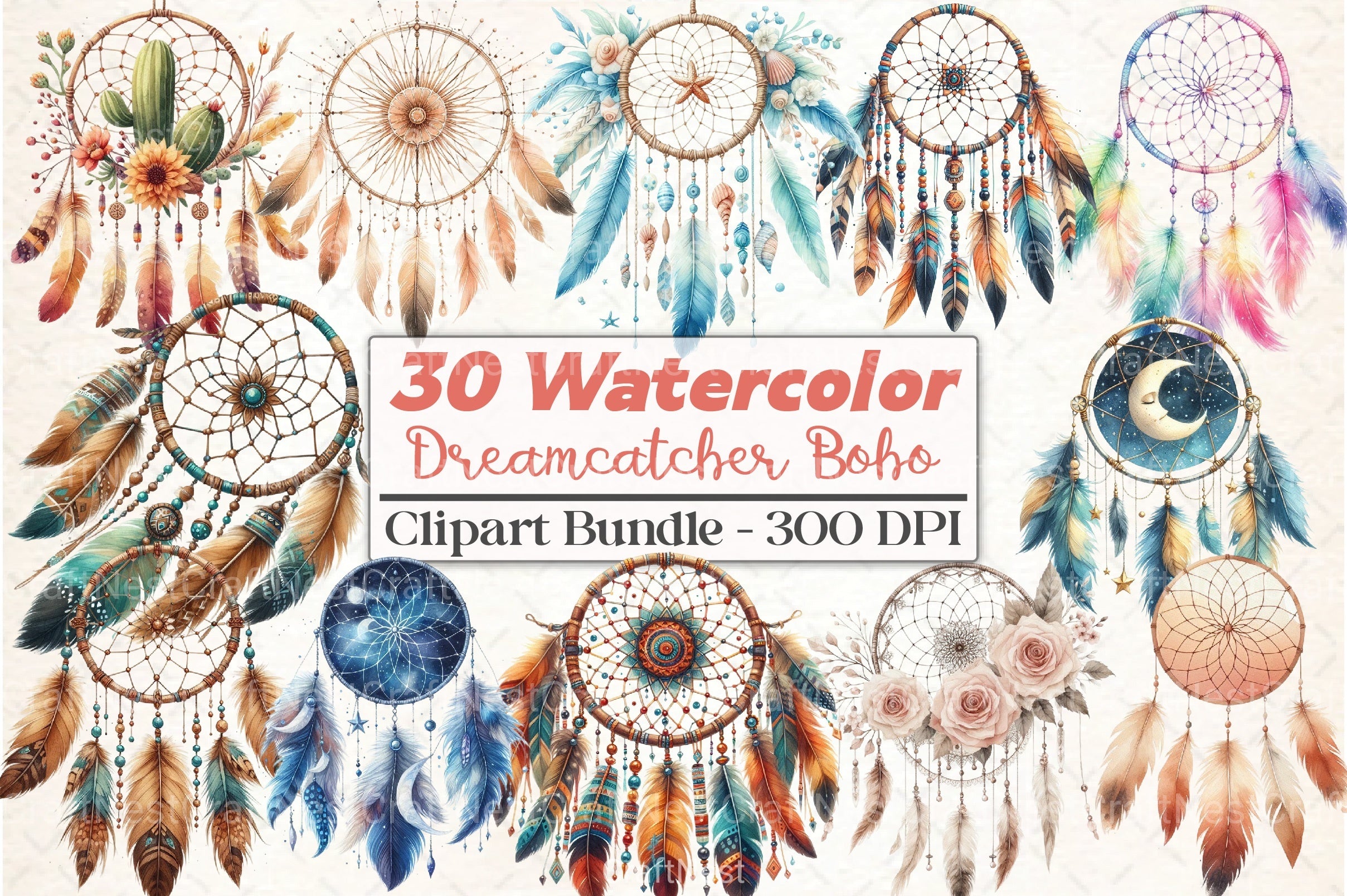 Dreamcatcher Boho Clipart Bundle - CraftNest - Digital Crafting and Art