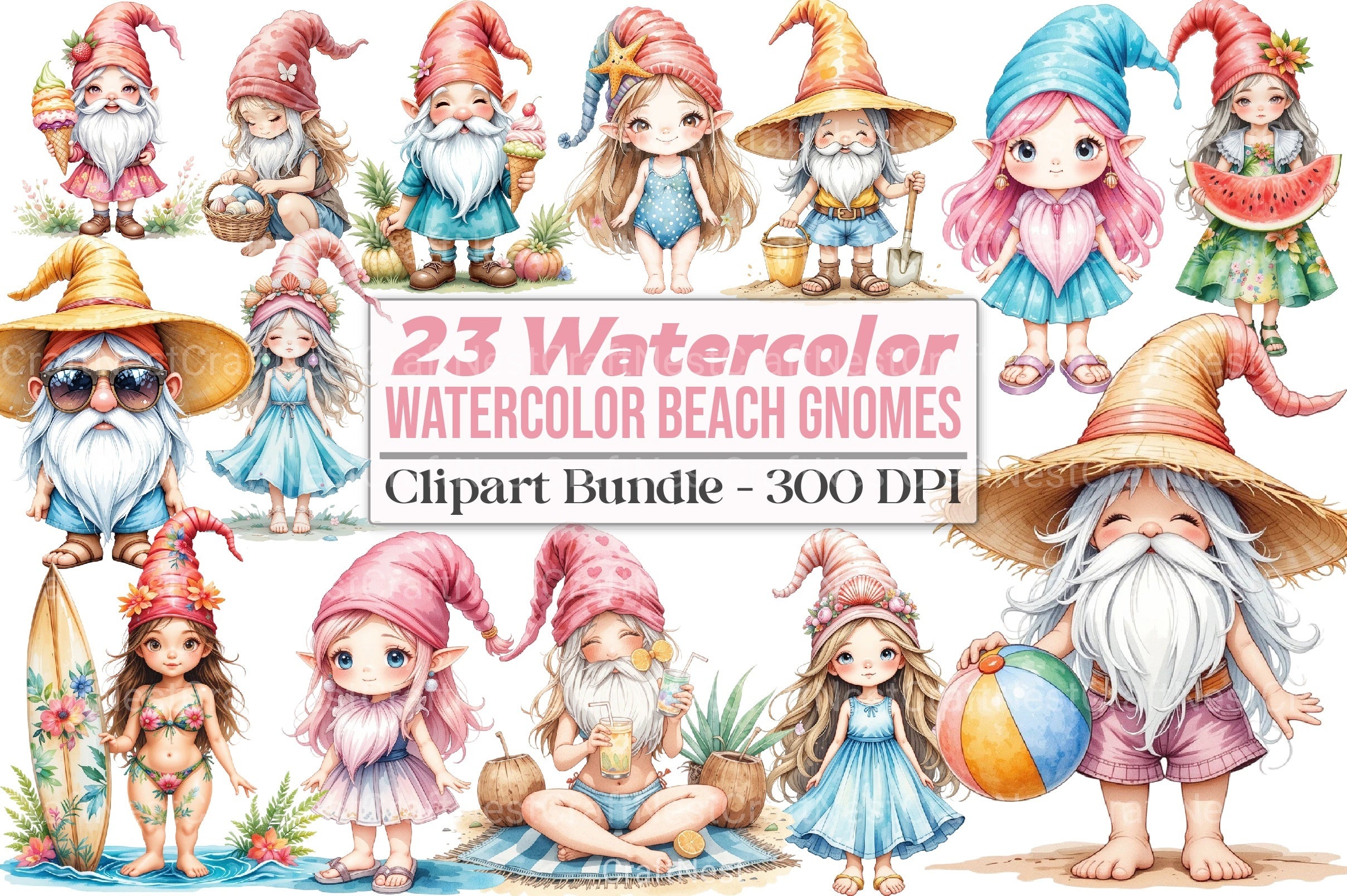 Beach Gnomes Clipart Bundle 99 - CraftNest - Digital Crafting and Art