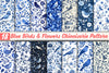 Blue Birds & Flowers Chinoiserie Pattern Clipart Bundle