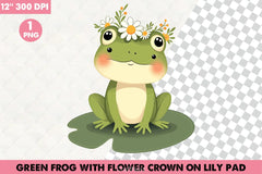 Green Frog Flower Crown Clipart Bundle - CraftNest - Digital Crafting and Art