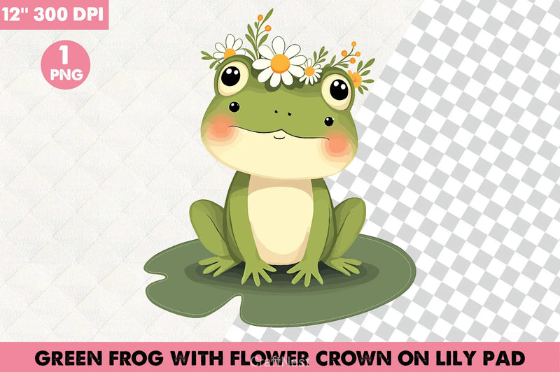 Green Frog Flower Crown Clipart Bundle - CraftNest - Digital Crafting and Art