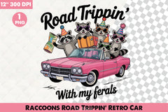 Raccoons Road Trip Retro Car Clipart Bundle - CraftNest - Digital Crafting and Art