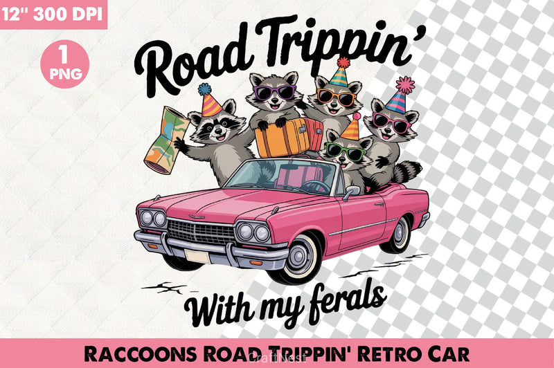 Raccoons Road Trip Retro Car Clipart Bundle - CraftNest - Digital Crafting and Art