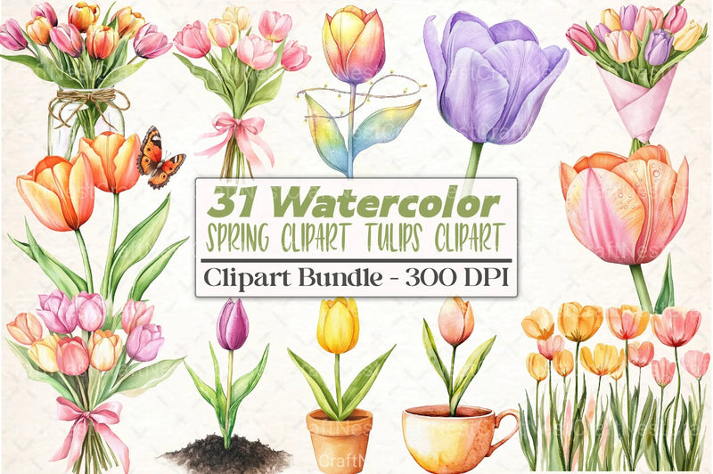 Spring Tulips Clipart Bundle 99 - CraftNest - Digital Crafting and Art