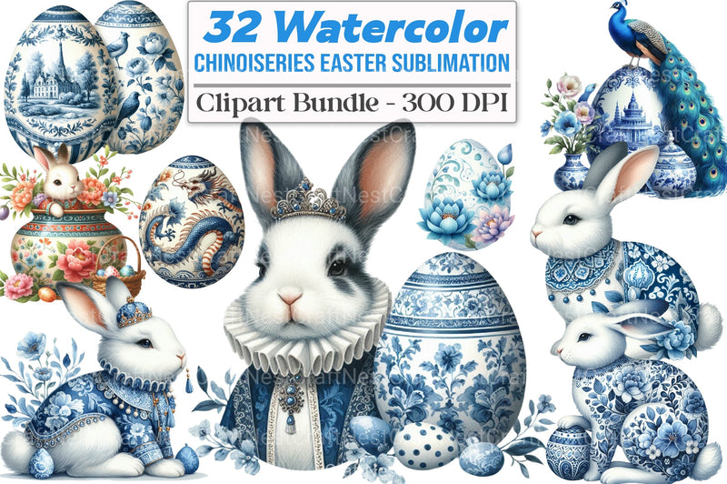 Chinoiseries Easter Clipart Bundle - CraftNest - Digital Crafting and Art