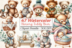 Nursery Teddy Bear Boho Clipart Bundle - CraftNest - Digital Crafting and Art