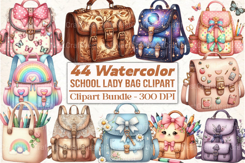 Back to School Lady Bag Clipart Bundle - CraftNest - Digital Crafting and Art