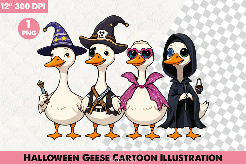 Halloween Geese Cartoon Clipart Bundle - CraftNest - Digital Crafting and Art